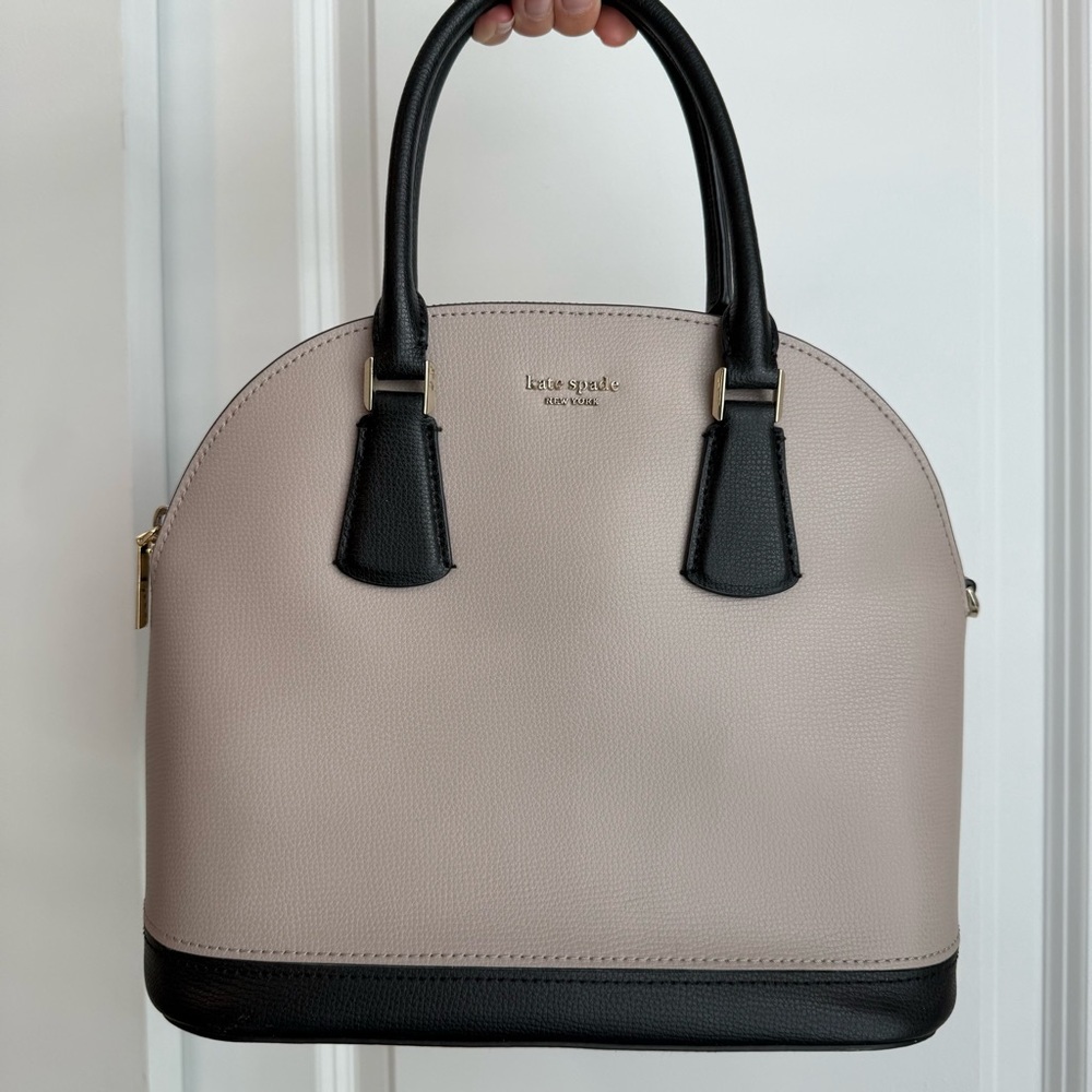 Kate Spade Sylvia Large Dome Satchel Black Taupe